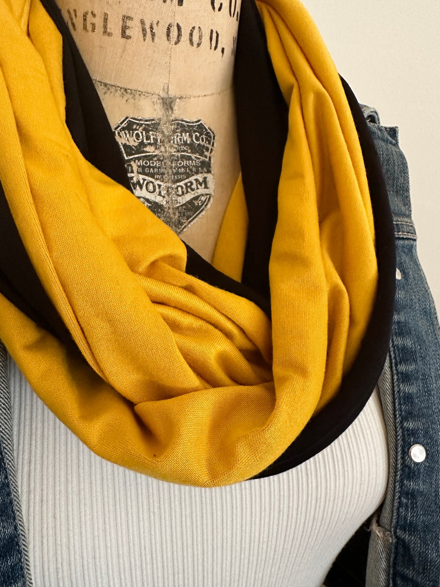 Steelers scarf, Black and gold, butter soft infinity scarf