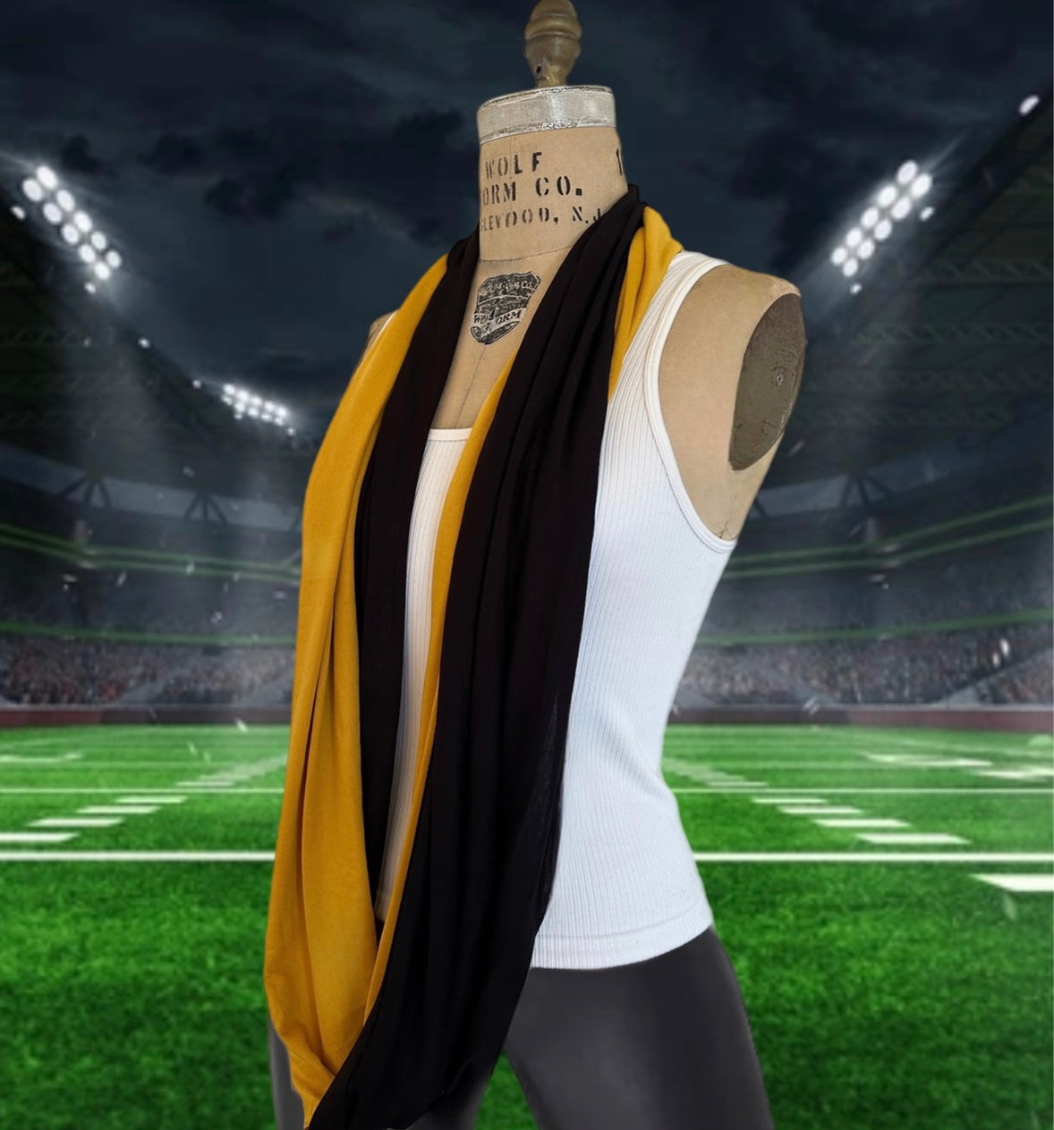 Steelers scarf, Black and gold, butter soft infinity scarf